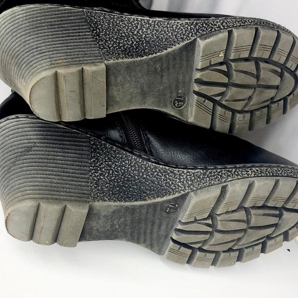 Bucco Torin Faux Black Leather Riding Boots Size 7.5 Chunky Wedge Heel Tall Boot - Picture 6 of 7